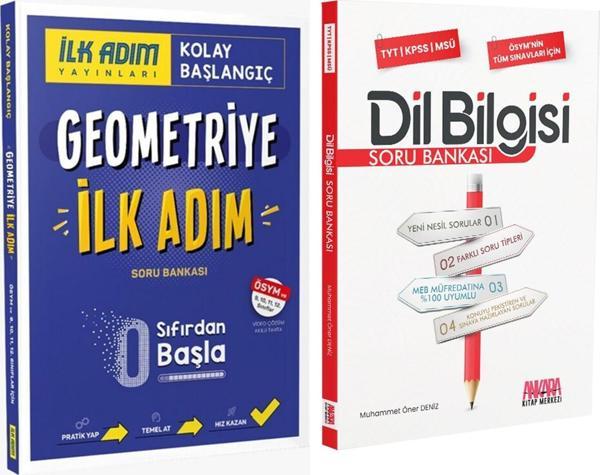 İlk Adım Yayınları Geometriğe İlk Adım Sıfırdan Kolay Başlangıç ve AKM Dil Bilgisi Soru Bankası Seti 2 Kitap - İlk Adım Yayınları - Image 1