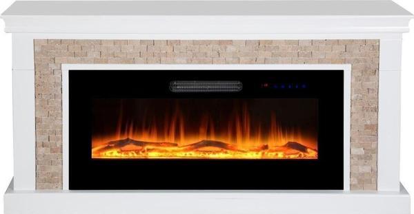 Tektes Dekoratif Taşlı Kasalı, 150 Cm 8 Renkli Elektrikli Şömine Isıtıcı Bluetooth, Alev Sesi, Wifi - Image 1