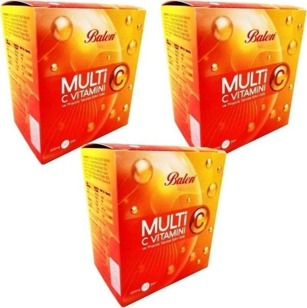 Balen 3 Kutu Multi C Vitamini Ve Propolis Takviye Edici Gıda 30 Şase - Image 1