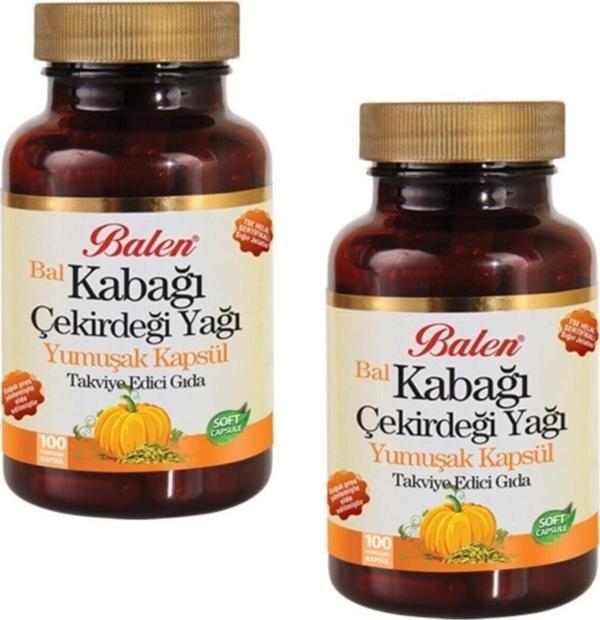 Balen Bal Kabağı Çekirdeği Yağı Yumuşak Kapsül 1380Mg*100 2 Adet - Image 1