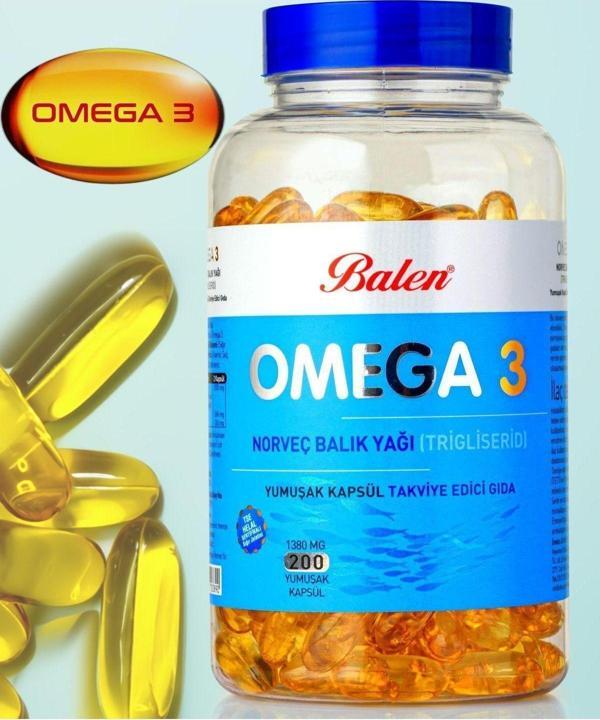 Balen Omega 3 Norveç Balık Yağı (Trigiliserid) Yumuşak Kapsül 200 Adet 1380 Mg - Image 1