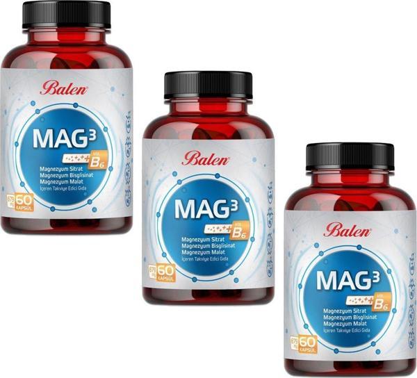 Balen Mag 3 Magnezyum Sitrat & Bisglisinat & Malat 679 Mg 60 Kap. X 3 Adet - Image 1