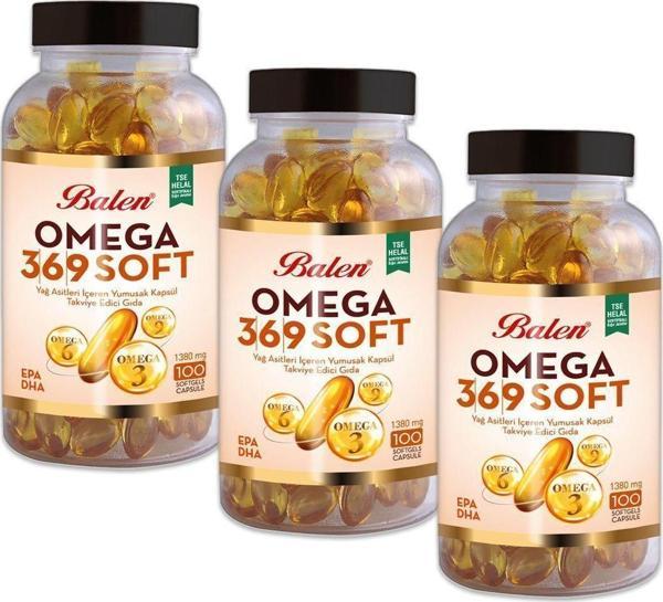 Balen Omega 3-6-9 Soft Yağ Asitleri İçeren 1380 Mg 100 Yumuşak Kapsül X 3 Adet - Image 1