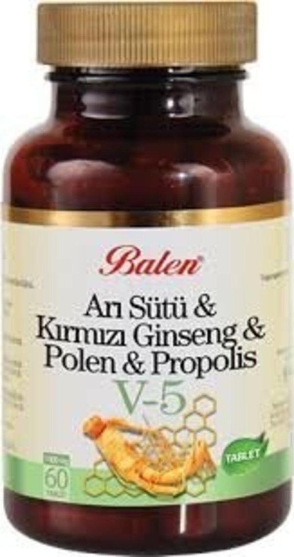 Balen V-5 Arı Sütü Ginseng Polen Propolis Tablet 60 Kapsül - Image 1