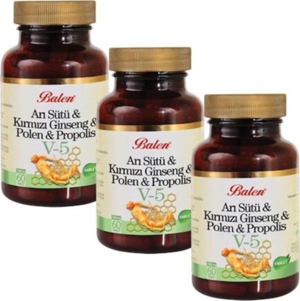 Balen Arı Sütü - V5  K.Gins Polen Prop.Tablet 1015Mg*60 3 Adet - Image 1