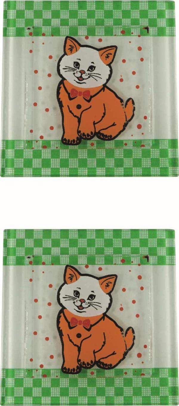Cam Banyo Gider Kapak Süsü 2 Adet  Cam Gider Kapağı 10x10 cm Kedi  - Image 1