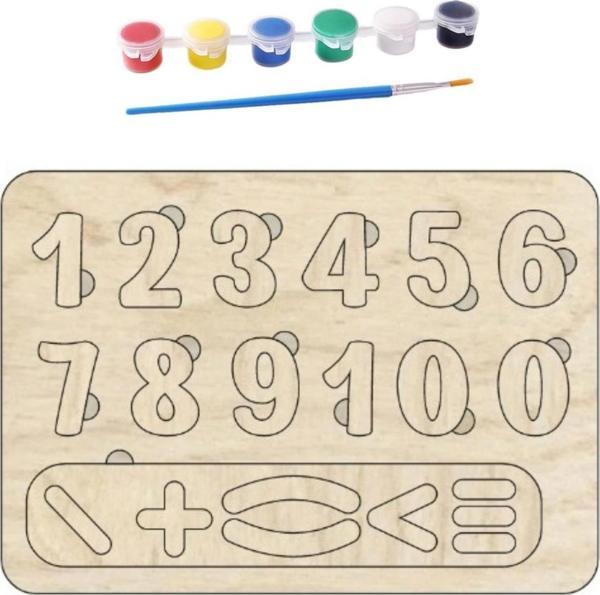 Çocukar İçin Eğitici Oyuncak ve Boyama Aktivitesi Matematik Öğreniyorum Ahşap Puzzle Eğlenceli Yapboz - Image 1