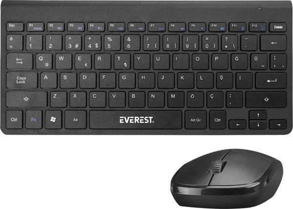 Everest KB-BT72 ELITE Black Metalik Kablosuz Q Klavye + Mouse Set - Image 1