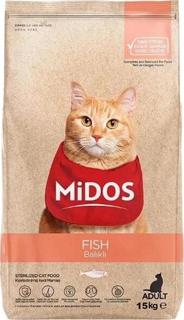Midos Balıklı ve Pirinçli Kısırlaştırılmış Kedi Maması 2 Kg - Image 1