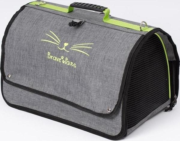 Brave Paws Perdeli Flybag Plastik Yırtılmaz Fileli Kedi ve Köpek Taşıma Çantası Havayolu Çantası (Gri) - Image 1