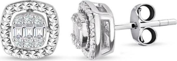 Lilarote Pırlanta Kadın Baget Kare Tektaş Küpe Modern Tasarım 0.16 Ct - Image 1
