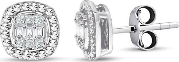 Lilarote Pırlanta Modern Tasarım 0.24 Ct Baget Kare Tektaş Küpe - Image 1