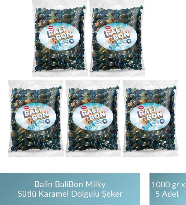 Balin Balibon Milky Sütlü Karamel Dolgulu Şeker 1000 gr x 5 Adet - Image 1