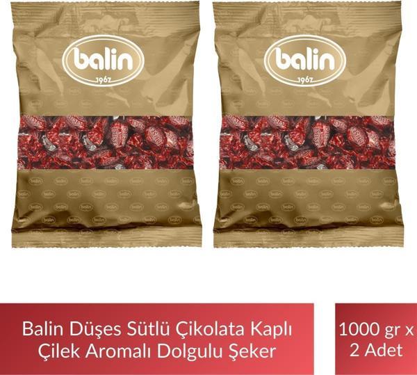Balin Düşes Çikolata Kaplı Çilek Aromalı Sert Şeker 1000 gr x 2 Adet - Image 1