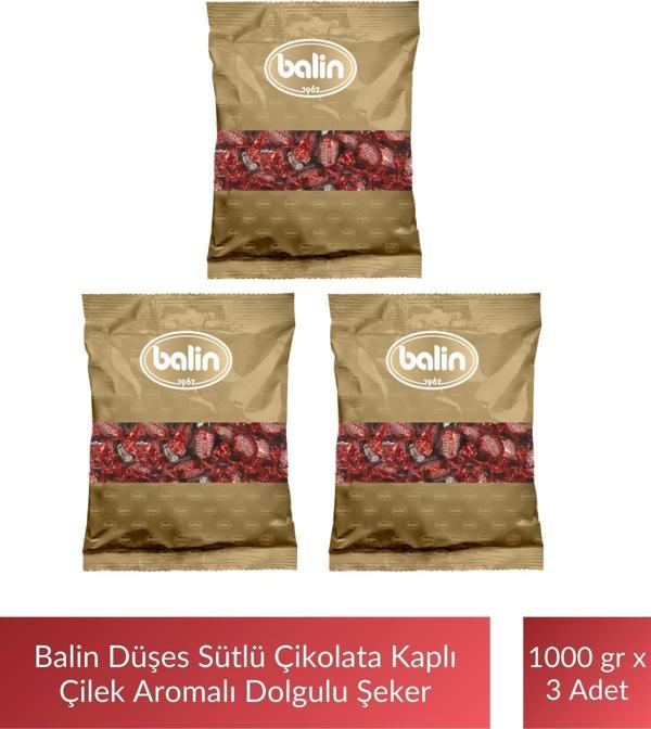 Balin Düşes Çikolata Kaplı Çilek Aromalı Sert Şeker 1000 gr x 3 Adet - Image 1