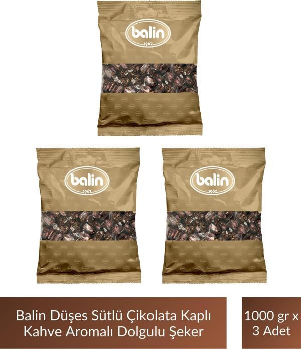 Balin Düşes Çikolata Kaplı Kahve Aromalı Sert Şeker 1000 gr x 3 Adet - Image 1