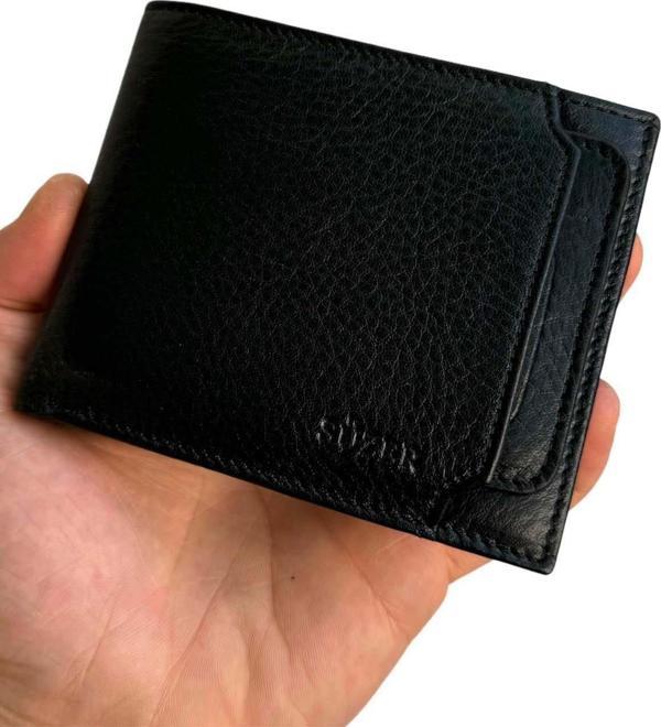 Siyah Hakiki Deri Ekstra Kartlıklı Klasik Yatay Erkek Cüzdan - SD3003 - Image 1