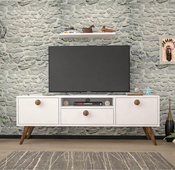 Mbes Mobilya 140 Cm Senta Beyaz-Haliç  Tv Ünitesi 140x36 cm - Image 1