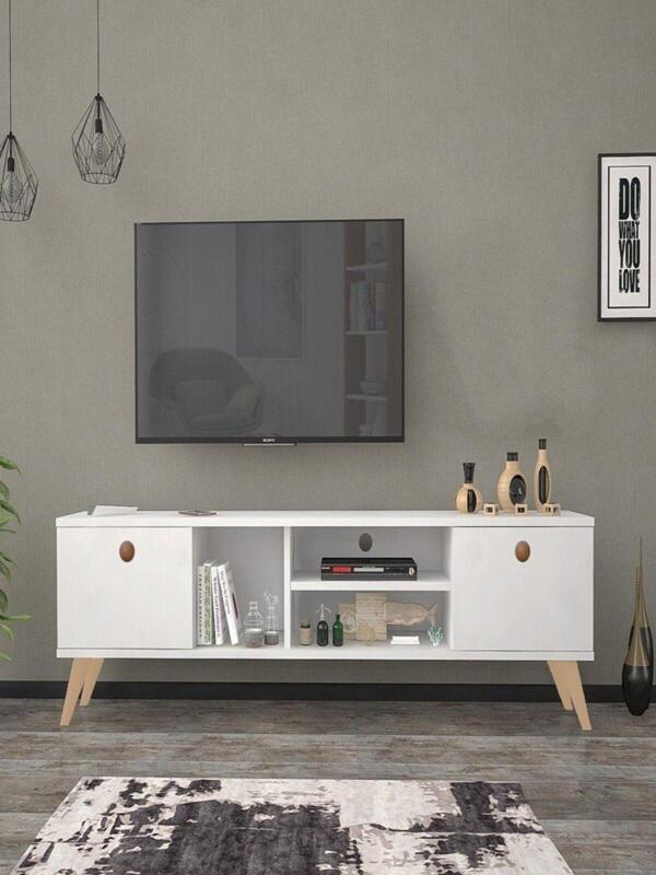 Mbes Mobilya 160 Cm Esin Beyaz Tv Ünitesi 160x30 cm - Image 1