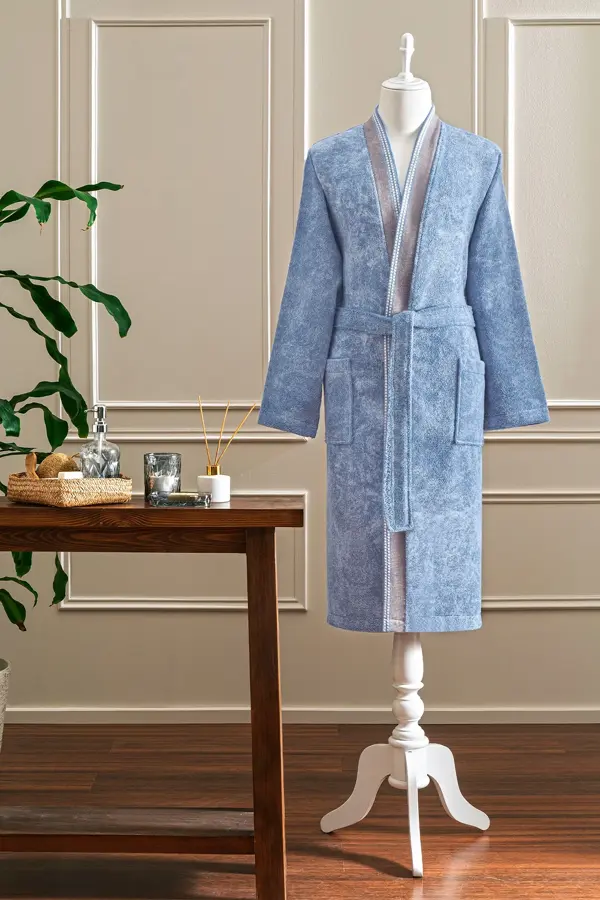Özdilek Colorado Maskülen Kimono Bornoz S/M - Açık Mavi - Image 1