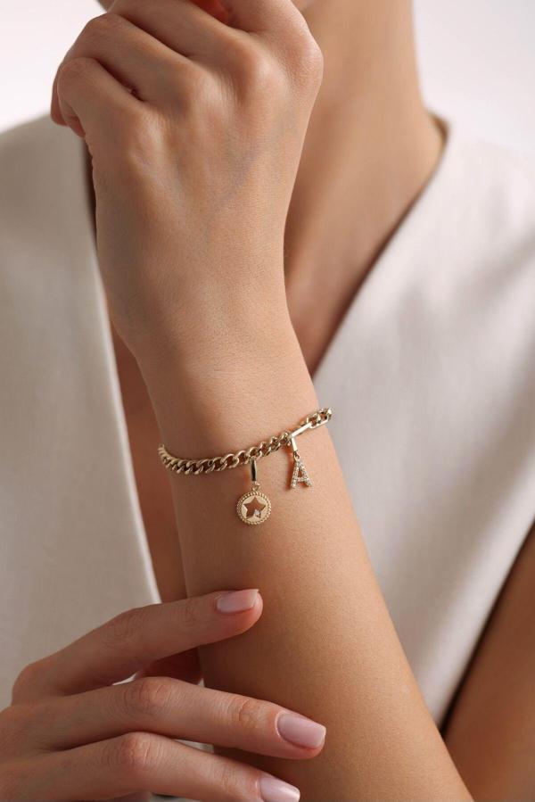 Harf Charm & Yıldız Charm Gurmet Portoro Bileklik - Image 1