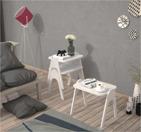 Mbes Mobilya Modern Beyaz Tepsi Zigon Sehpa 42x35 cm - Image 1
