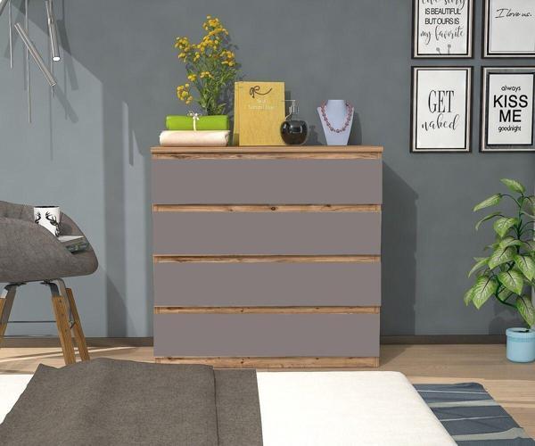 Mbes Mobilya Umut Şifonyer Antrasit Gri - Atlantik Çam 80 Cm 4 Çekmeceli 80x45 cm - Image 1