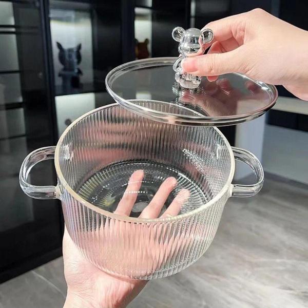 1,5 Litre Borosilikat Isıya Dayanıklı Pinterest Stil Cam Tencere Minimalist Tencere Mutfak Pişirme - Image 1
