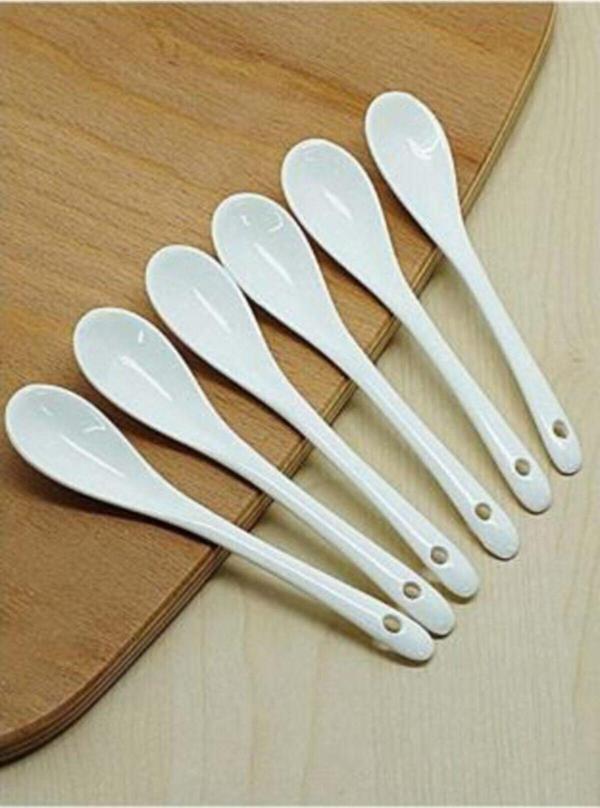 6'lı Lüx Porselen Çay kaşığı & Tatlı & Reçel Kaşığı Sos Kaşığı Nescafe Kaşığı - Image 1