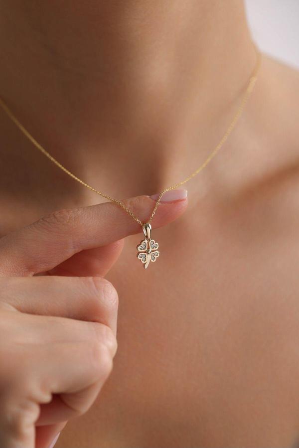 Taşlı Minio Yonca Kolye 55 cm - Image 1