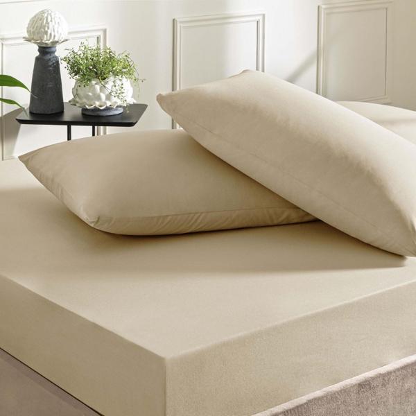 Taç Color Dreams Ranforce Çift Kişilik Fitted Çarşaf Seti Vizon - Image 1