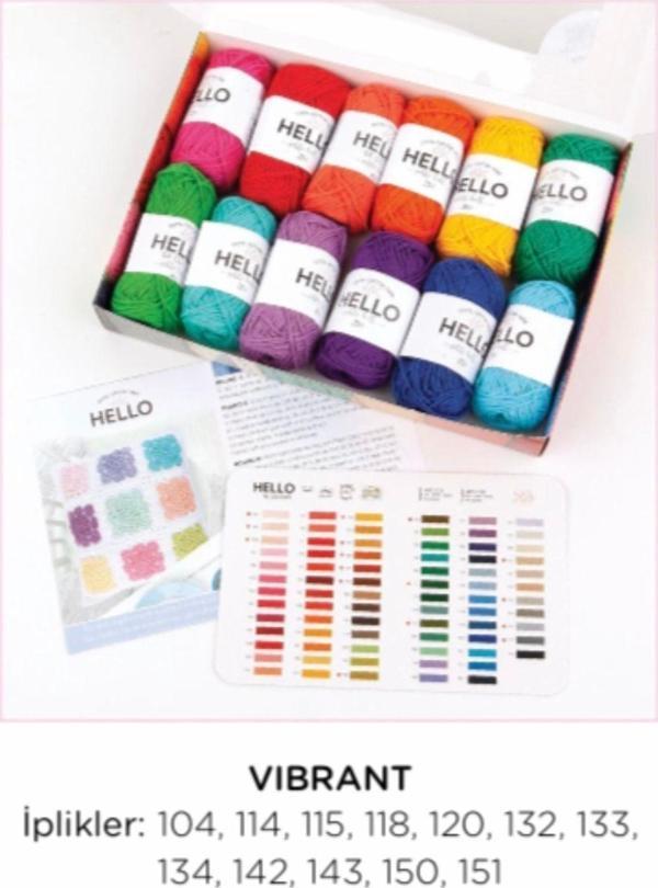 Tuva Hello 12 Adet (25 Gr) Amigurumi Punch Ip Seti Renk "Vibrant" - Image 1
