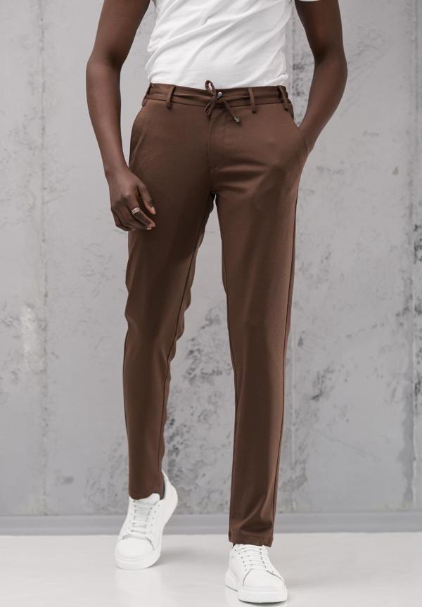 Beli Lastikli ve İplikli Rayon Kumaş Regular Fit Likralı Jogger Pantolon - Image 1