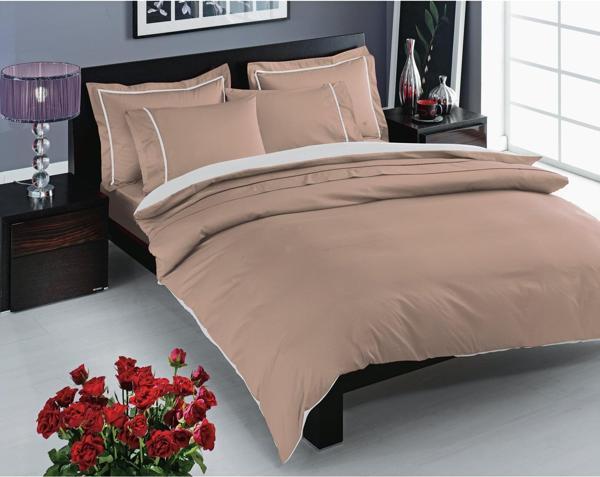 Taç Prestige Saten Delux Çift Kişilik Nevresim Takımı Cappucino - Image 1