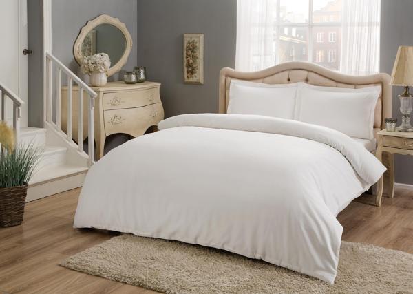 Taç Saten Basic King Size Nevresim Takımı Beyaz - Image 1