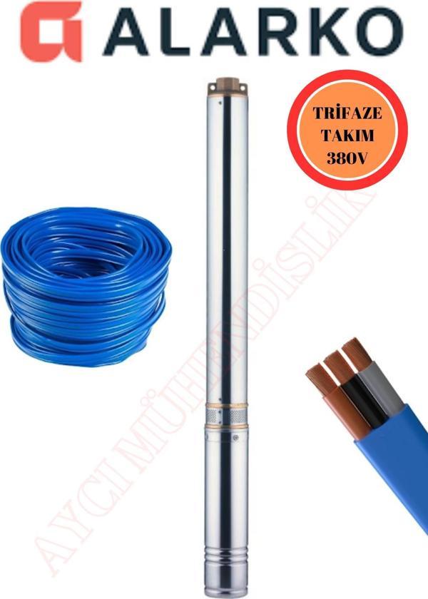 4SD10/14 3HP ALARKO TRİFAZE 25 MT KABLOLU  TAKIM DALGIÇ POMPA - Image 1
