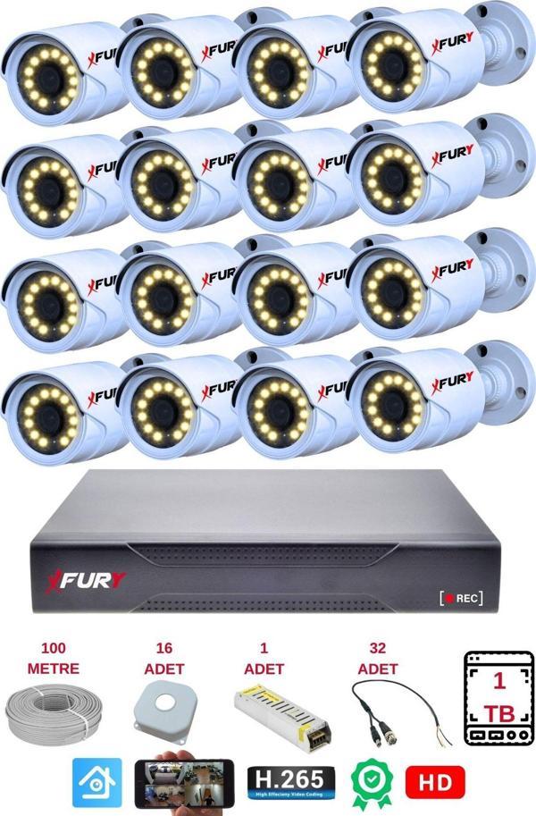 FURY 16 Lı Gece Renkli Görüş Güvenlik Kamerası Full Hd-Su Geçirmez Güvenlik Kamerası Seti 1TB - Image 1