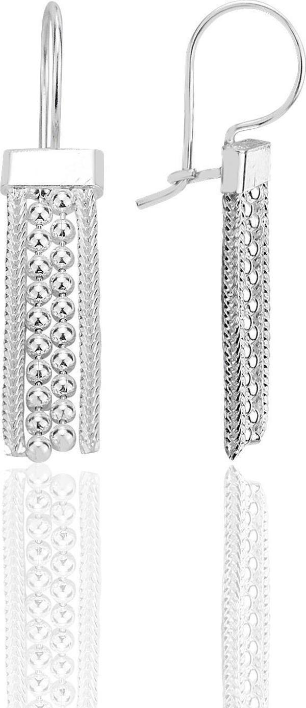 Gümüş 4 sıra toplu midyat hasırı küpe [barcode] - Image 1