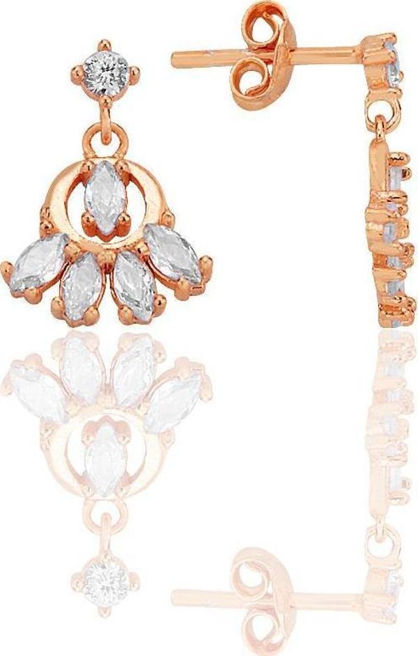 Gümüş rose markiz kesim zirkon taşlı sallantılı küpe [barcode] - Image 1