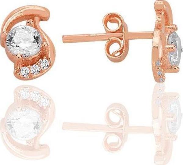 Gümüş rose zirkon taşlı göz modeli küpe [barcode] - Image 1
