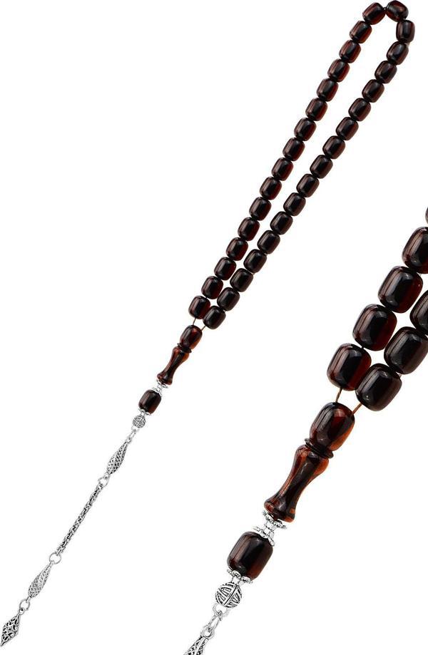 Kapsül kesim bordo renkli toz kehribar tesbih [barcode] - Image 1