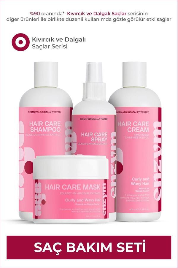 Enzym Cosmetics Kıvırcık Ve Dalgalı Saçlar İçin Saç Bakım Seti (Bukle Belirginleştirici) (Şampuan,Maske,Sprey,Krem) - Image 1