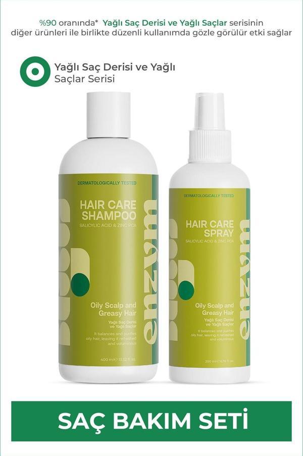 Enzym Cosmetics Yağlı Saç Derisi Ve Yağlı Saçlara Özel Yağlanma Karşıtı Saç Bakım Seti (Şampuan+Sprey) - Image 1