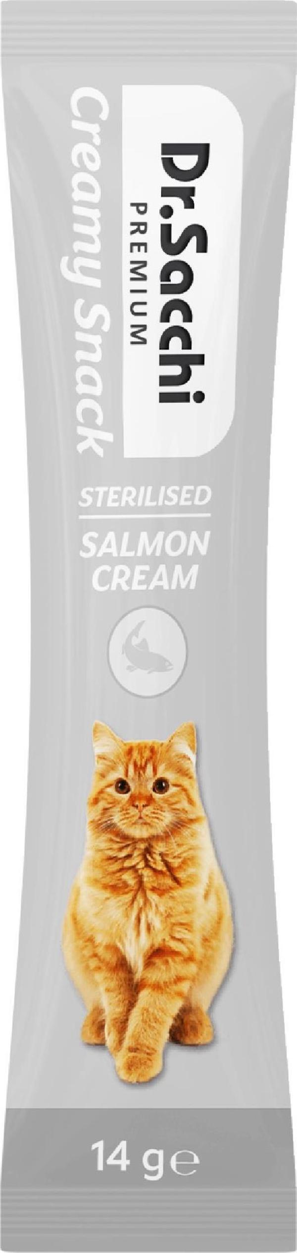 Dr.Sacchi Creamy Snack Sterilised Salmon Sıvı Kedi Ödülü 14g - Image 1