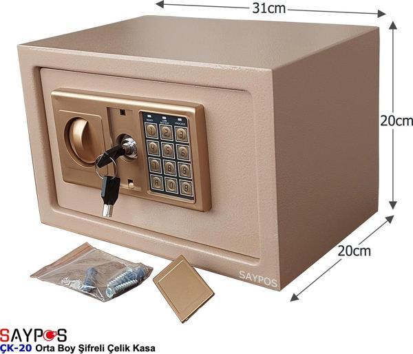 Şık Tasarımlı Orta Boy Şifreli Çelik Kasa, Elektronik Tuşlu Değerli Eşya ve Para Kasası 31x20x20cm - Image 1