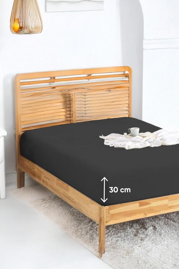 Penye Lastikli Çarşaf Pamuklu Jersey Tek Kişilik 100x200cm Antrasit - Image 1