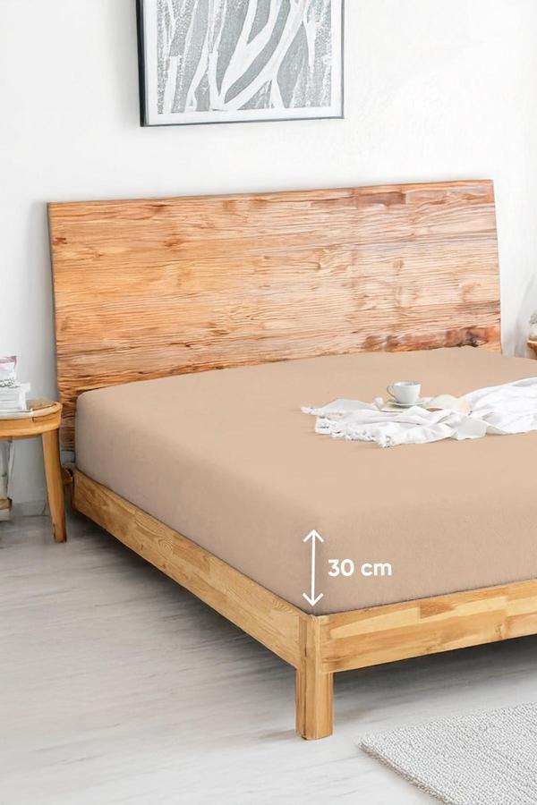 Penye Lastikli Çarşaf Pamuklu Jersey Tek Kişilik 100x200cm Bej - Image 1