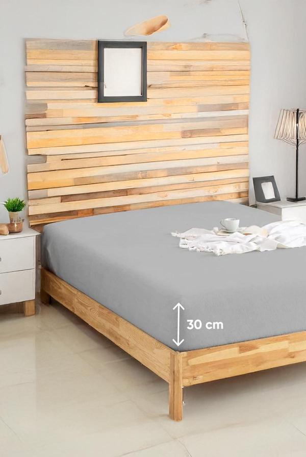 Penye Lastikli Çarşaf Pamuklu Jersey Tek Kişilik 100x200cm Gri - Image 1