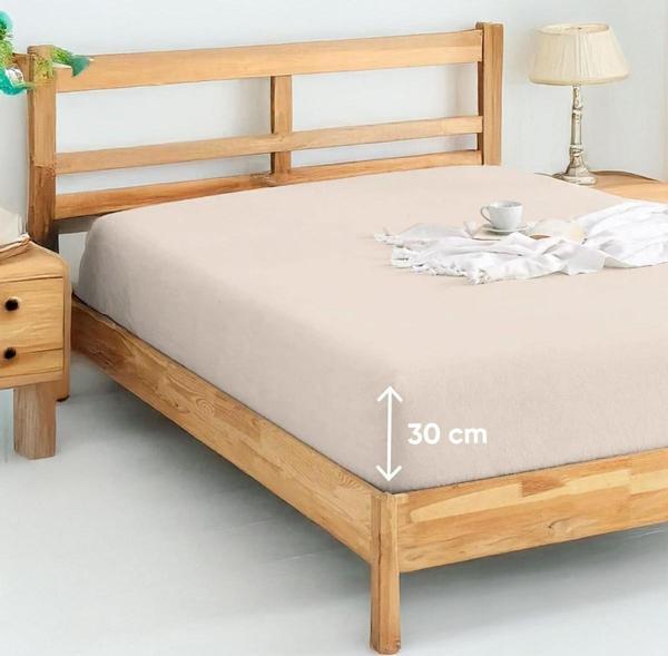 Penye Lastikli Çarşaf Pamuklu Jersey Tek Kişilik 100x200cm Krem - Image 1