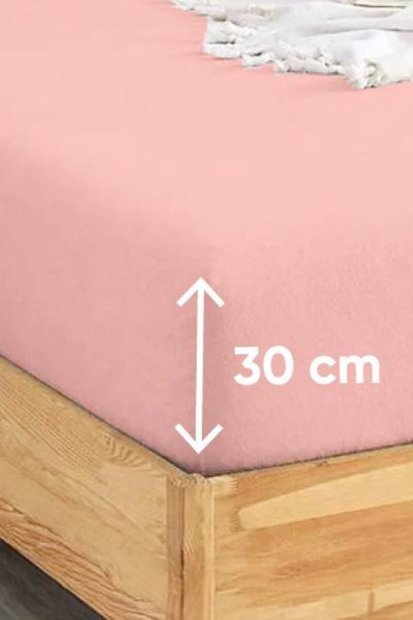 Penye Lastikli Çarşaf Pamuklu Jersey Tek Kişilik 100x200cm Pembe - Image 1
